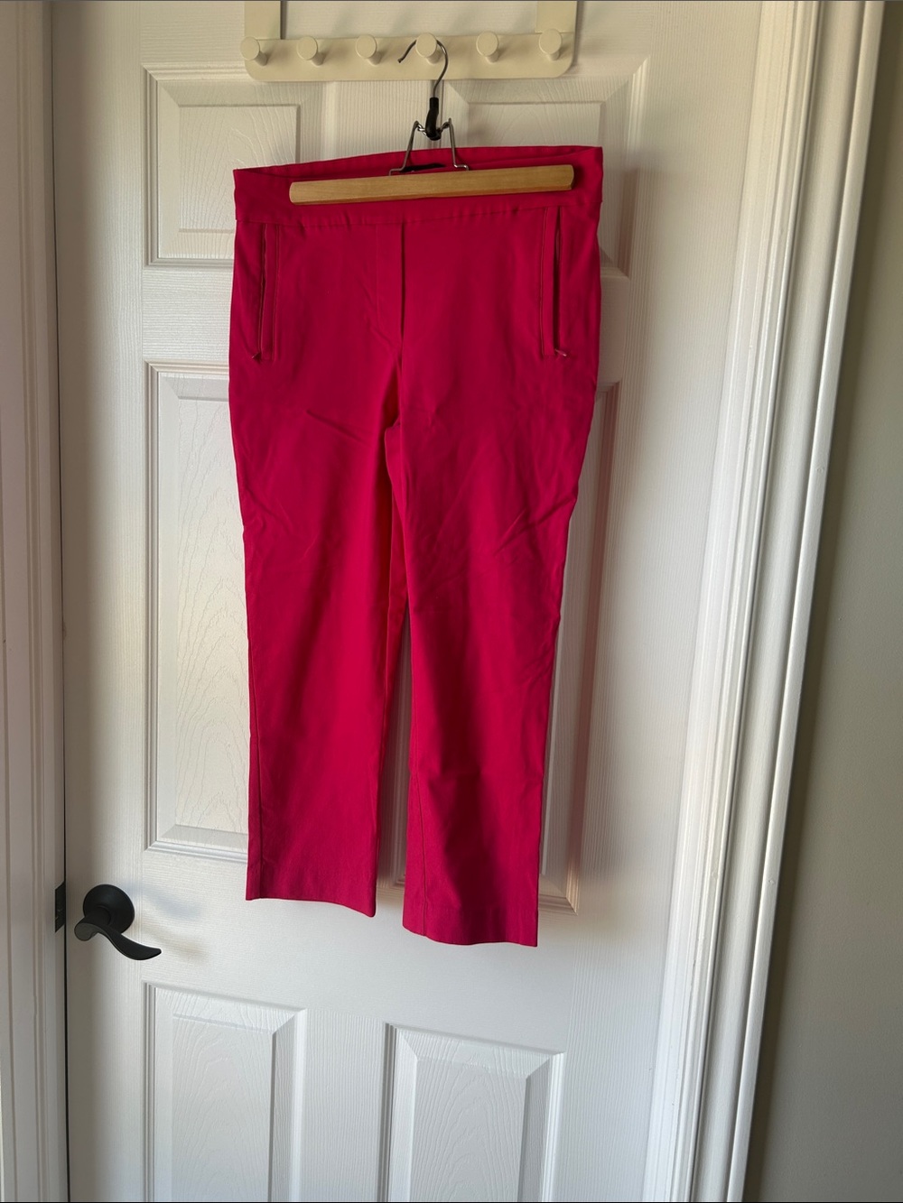 Bright Pink Straight-Leg Capri Pants